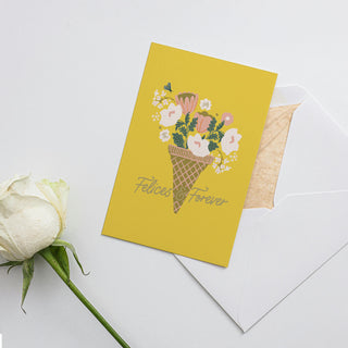 Postal Felices & Forever Cono Floral